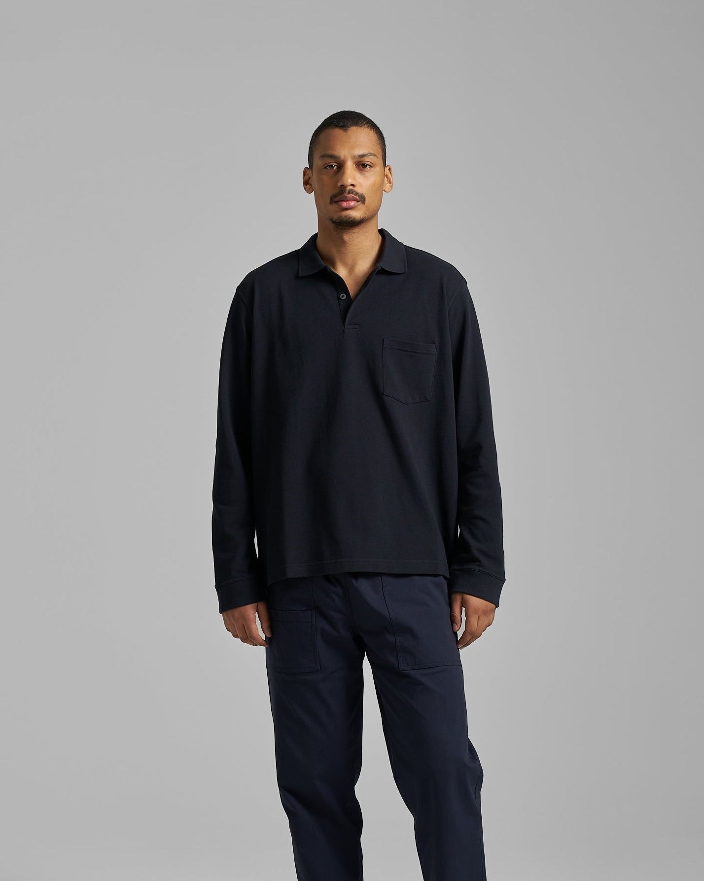 Long Sleeve Pique Pocket Polo