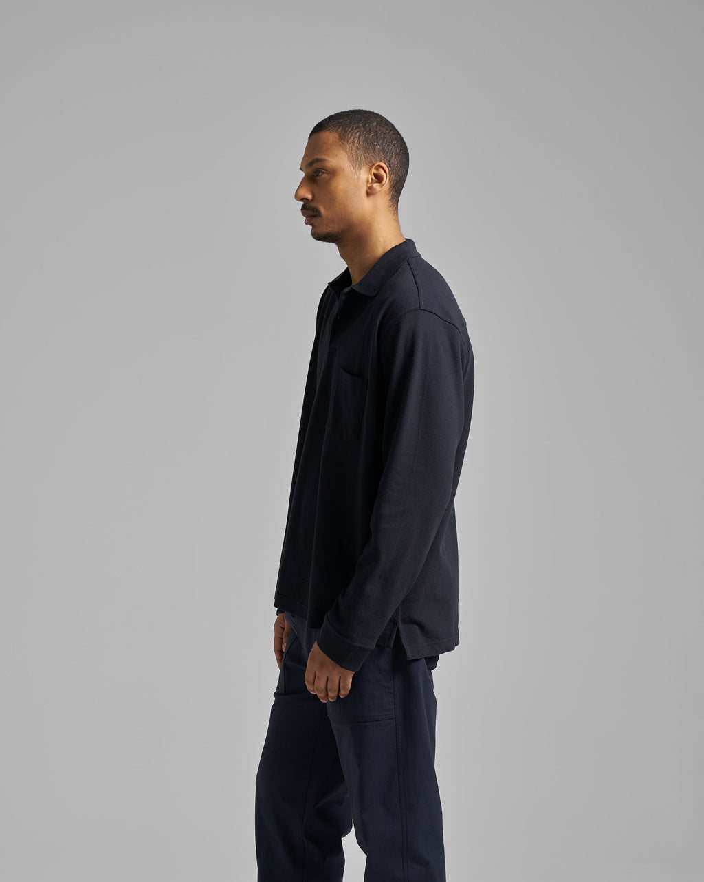 Long Sleeve Pique Pocket Polo