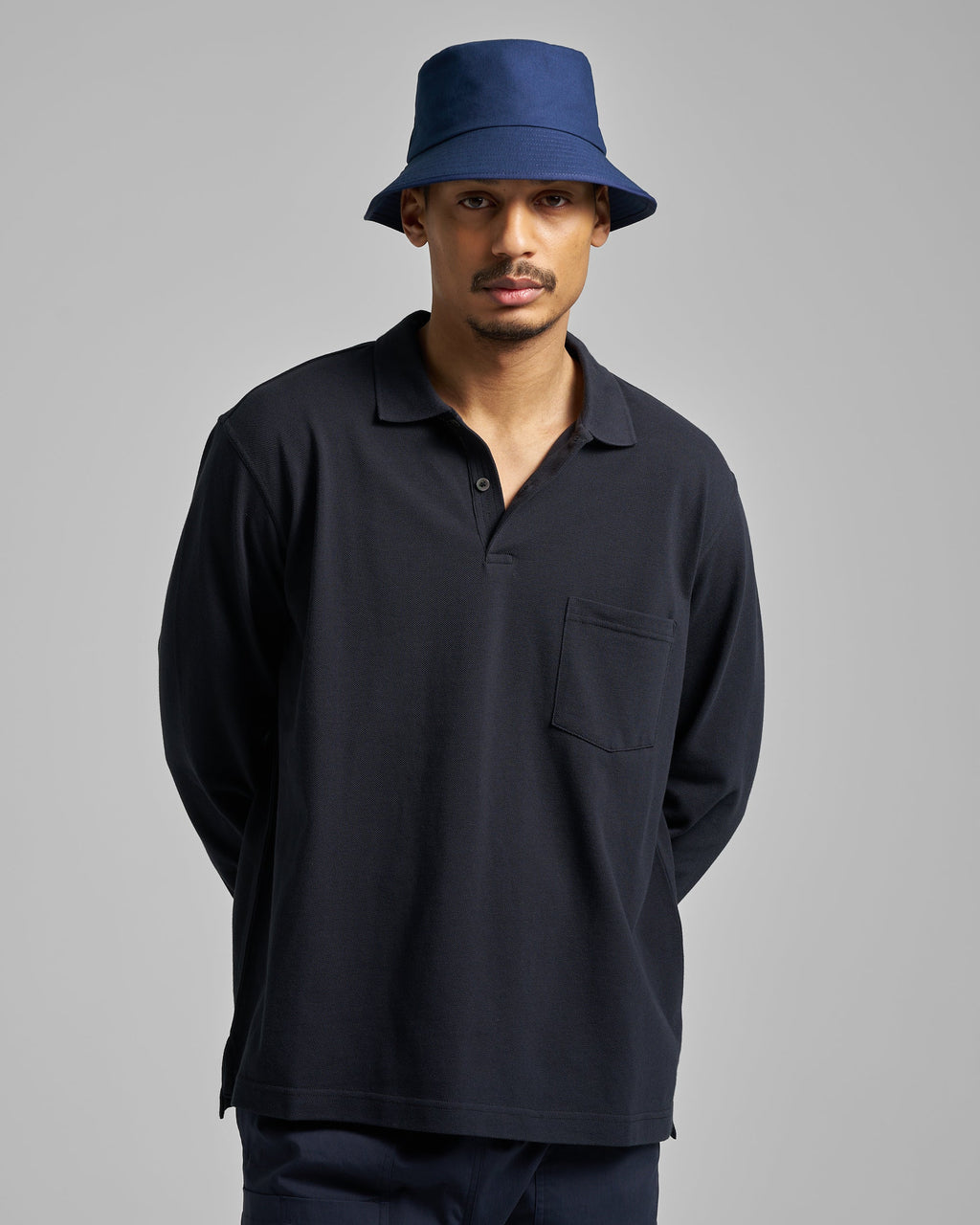 Long Sleeve Pique Pocket Polo