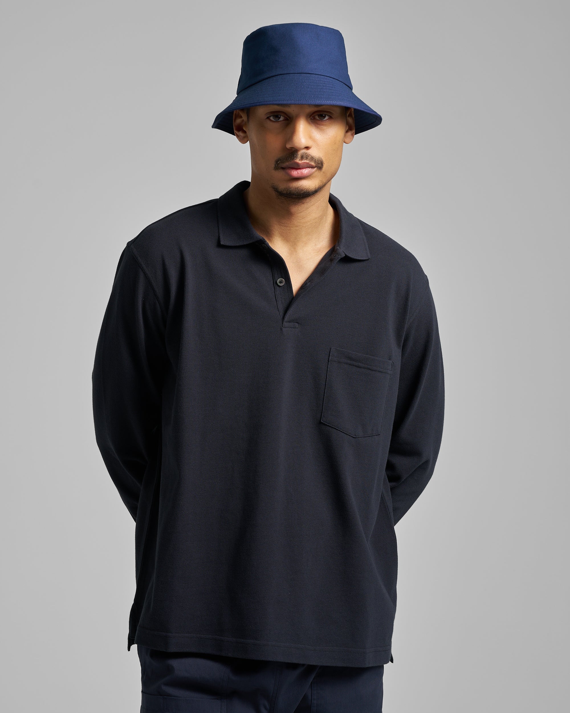 Long Sleeve Pique Pocket Polo
