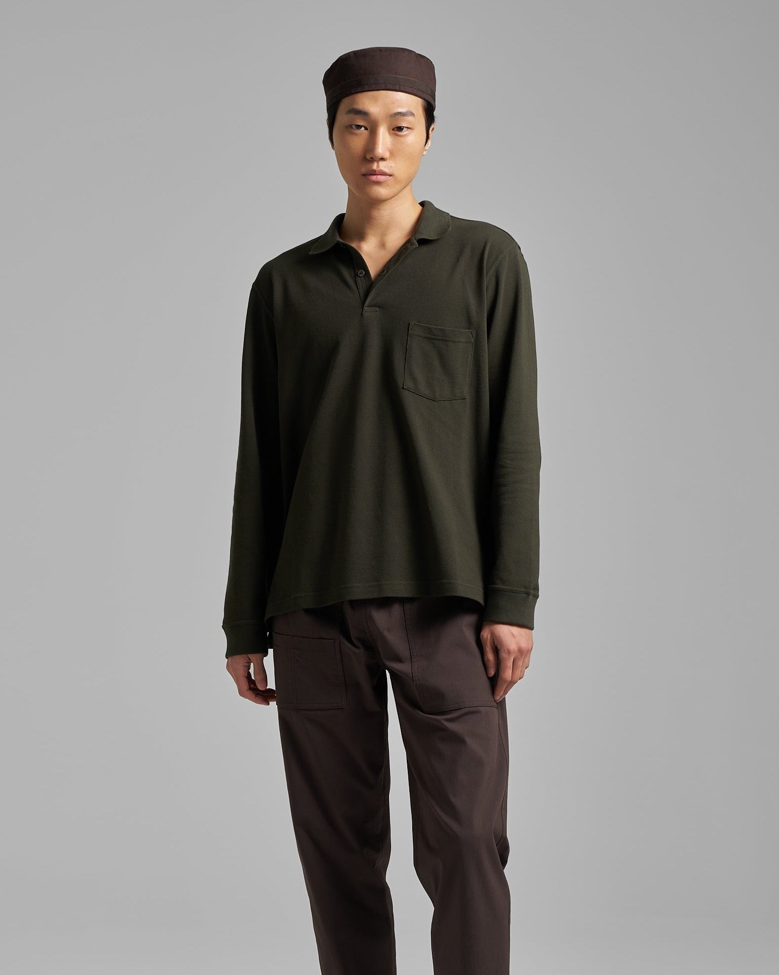 Long Sleeve Pique Pocket Polo
