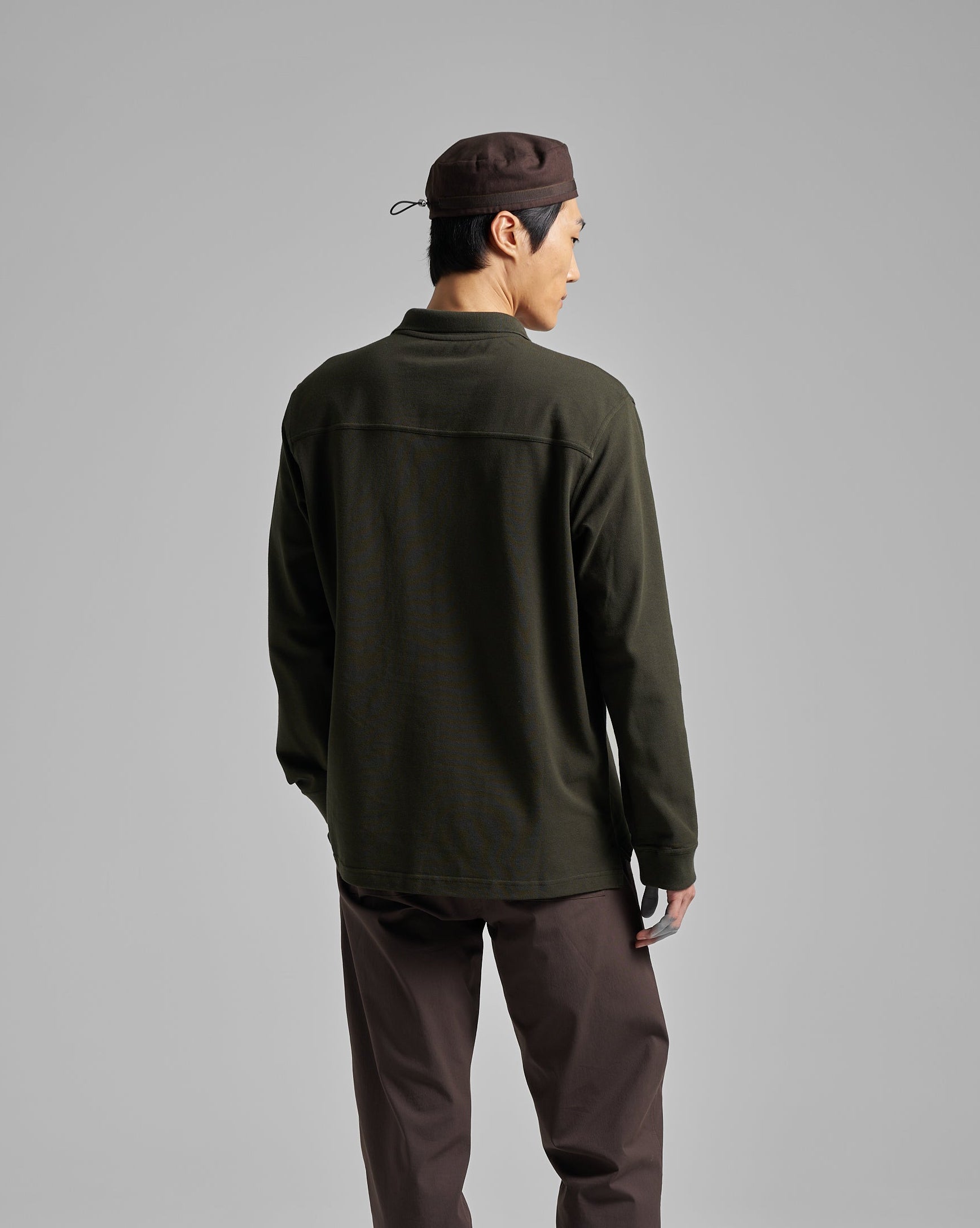 Long Sleeve Pique Pocket Polo