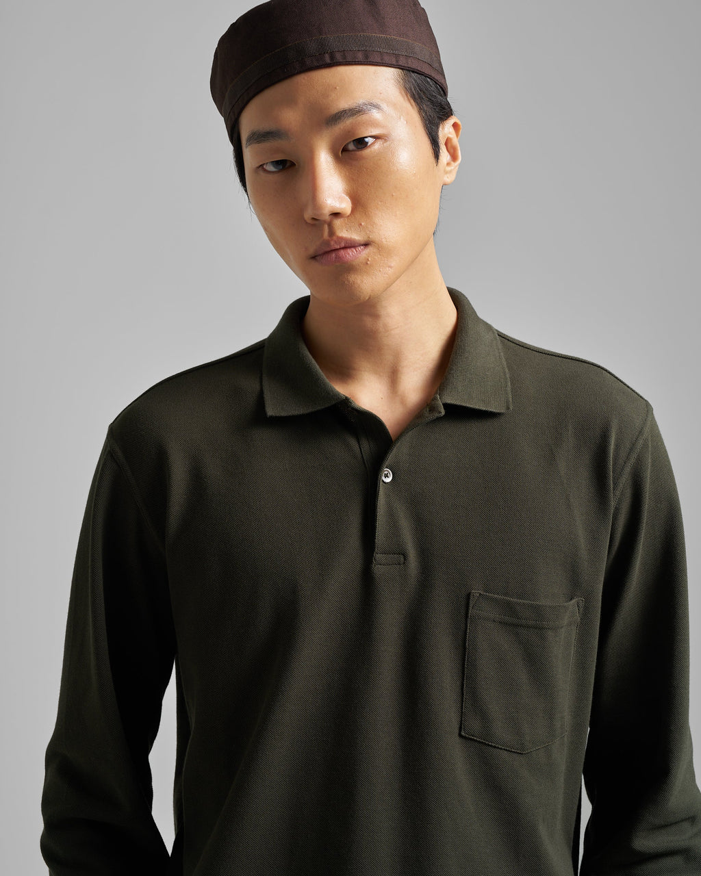 Long Sleeve Pique Pocket Polo