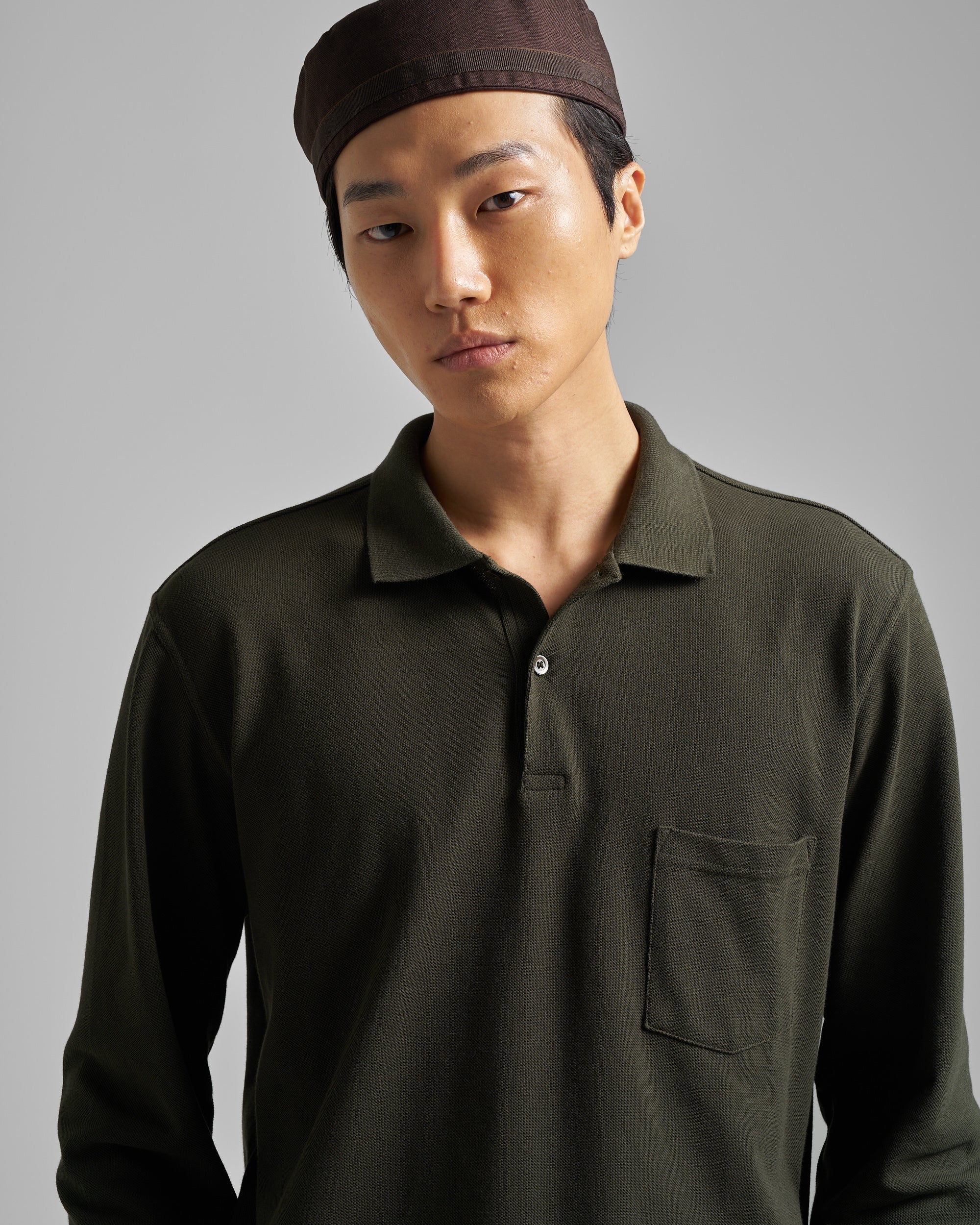 Long Sleeve Pique Pocket Polo