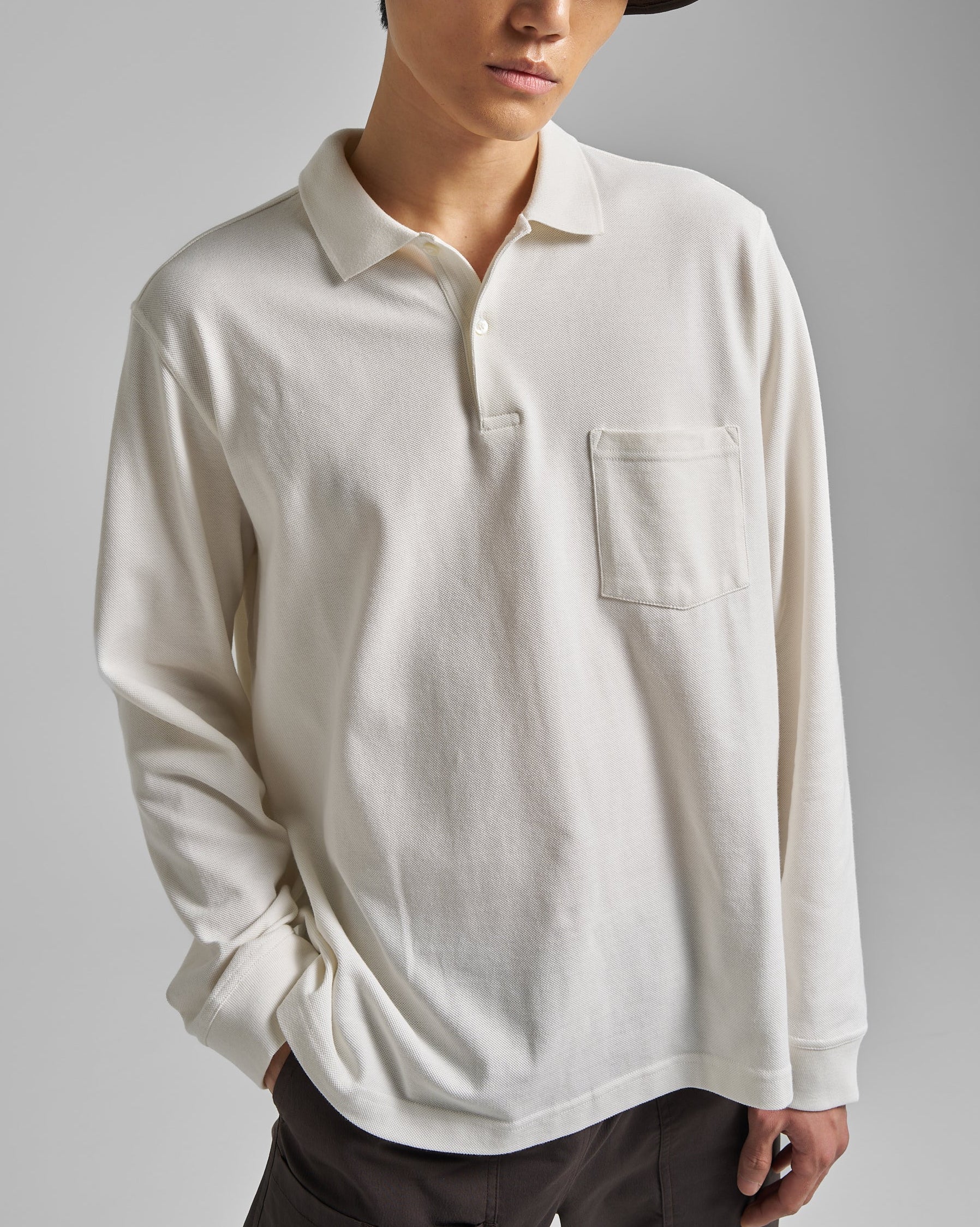 Long Sleeve Pique Pocket Polo
