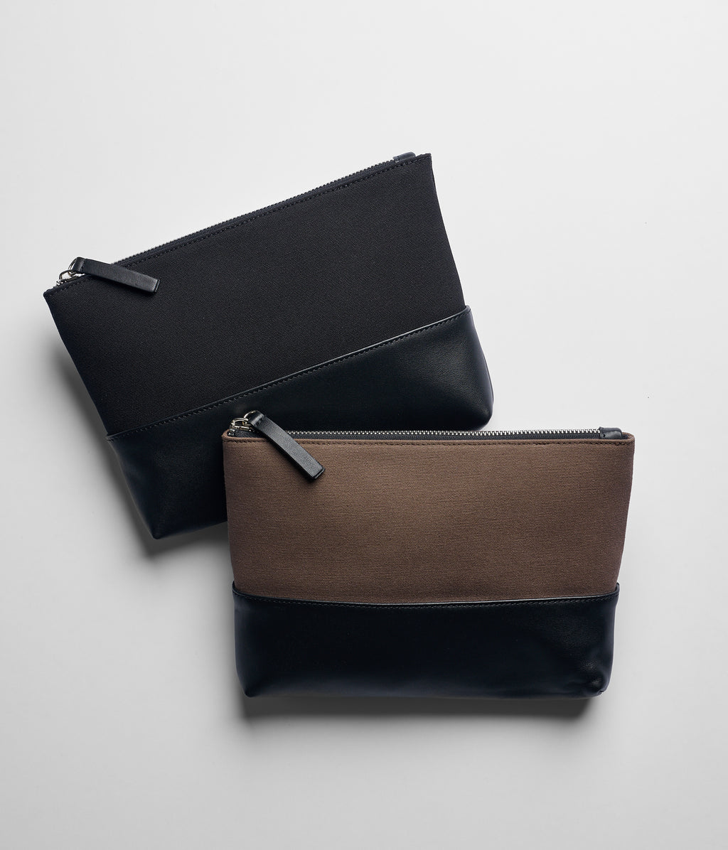 Canvas & Leather Zip pouch